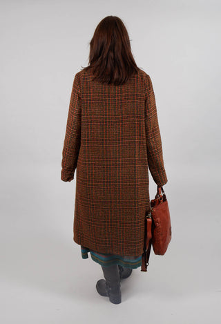 Brooch Detail Overcoat in Original Orange