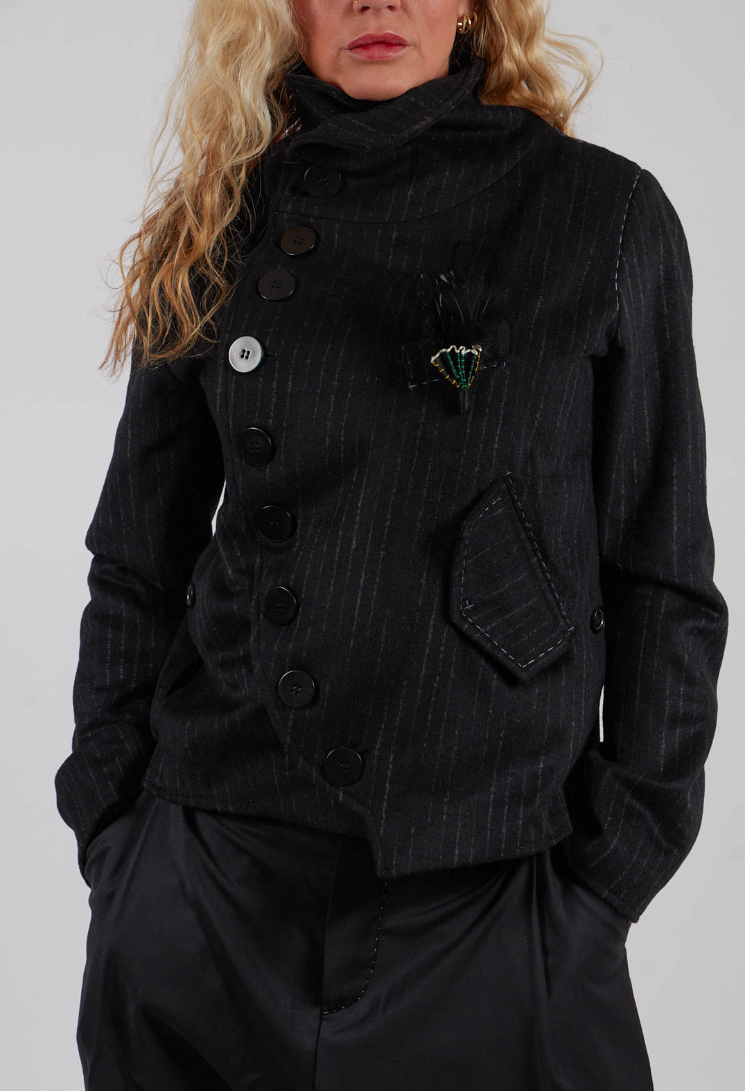 Pinstripe Jacket in Origianl Black