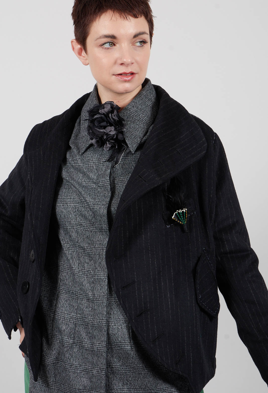 Pinstripe Jacket in Origianl Black