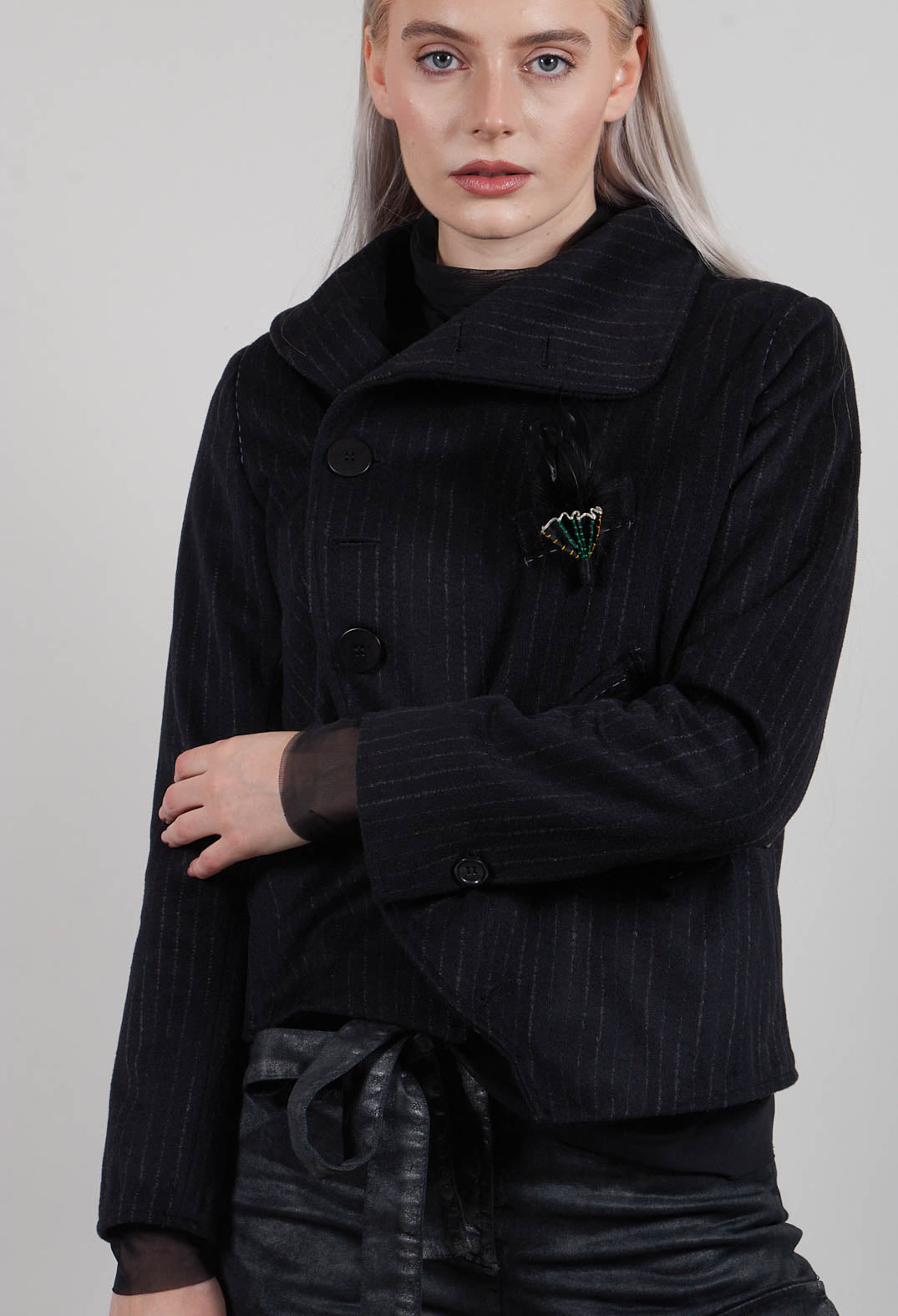 Pinstripe Jacket in Original Black