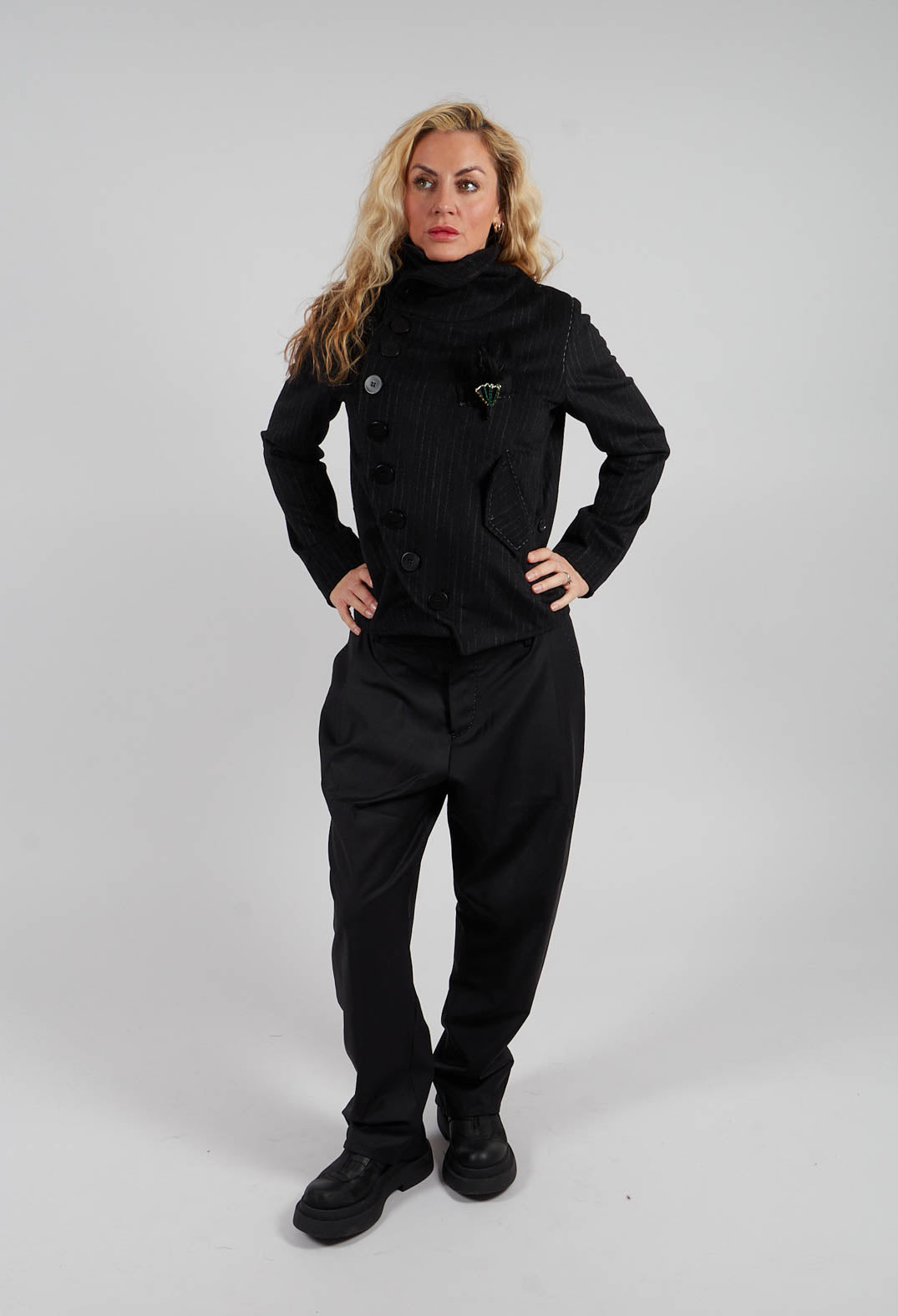 Pinstripe Jacket in Origianl Black