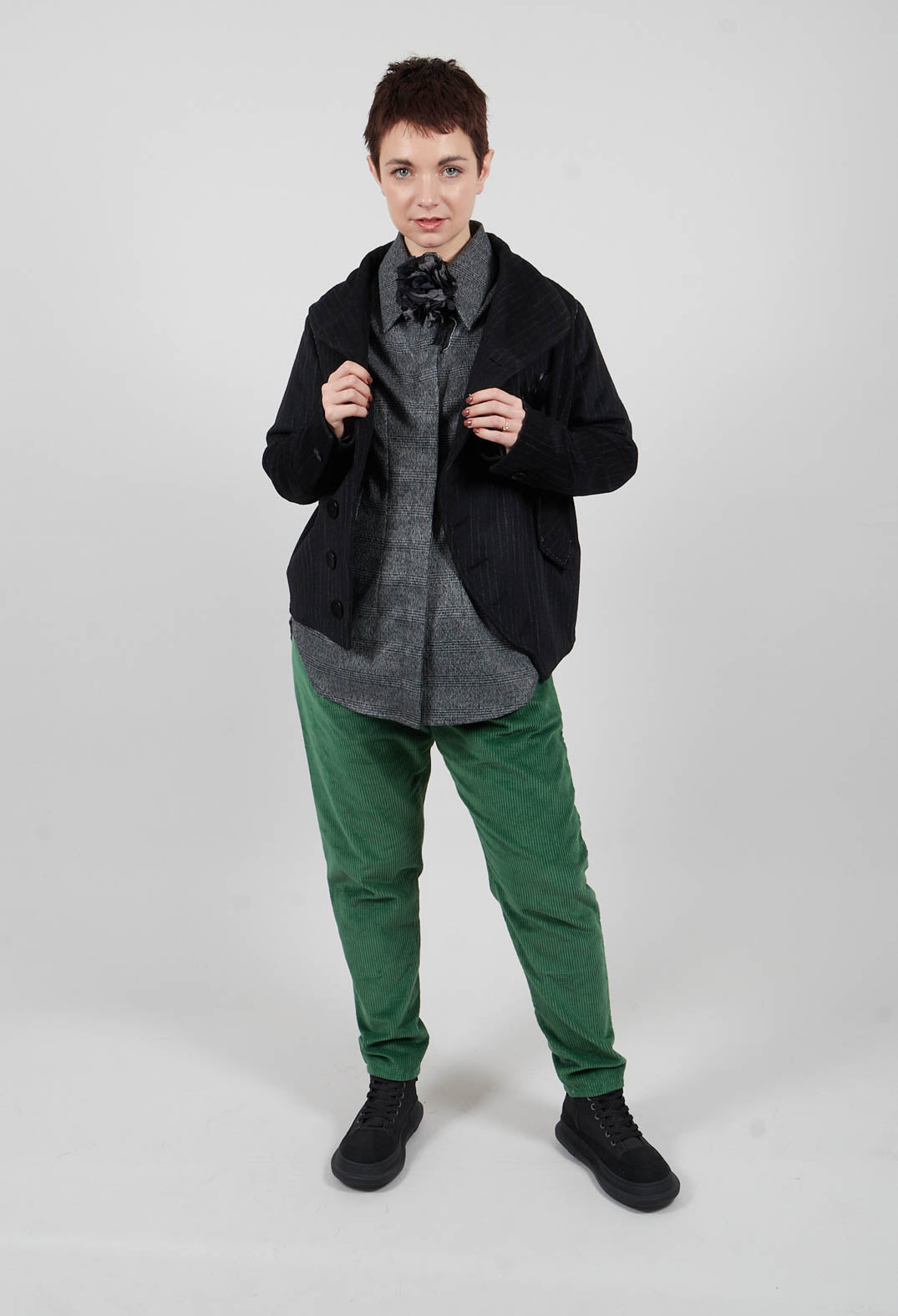 Corduroy Straight Leg Trousers in Original Green