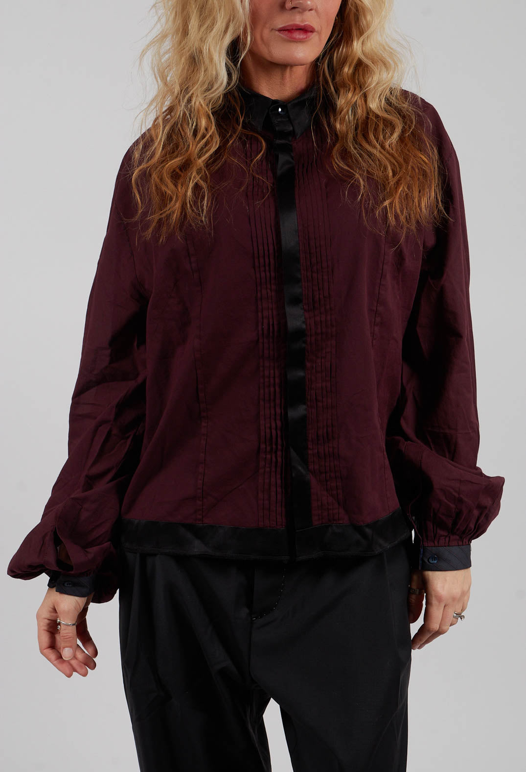 Pleated Front Shirt in Original Purple