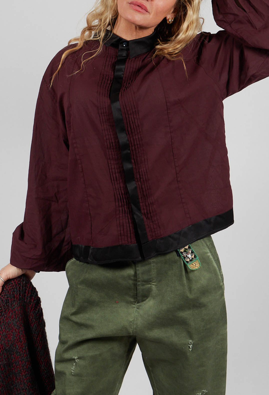 Pleated Front Shirt in Original Purple