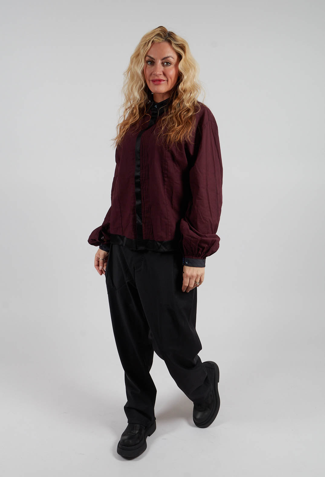 Pleated Front Shirt in Original Purple