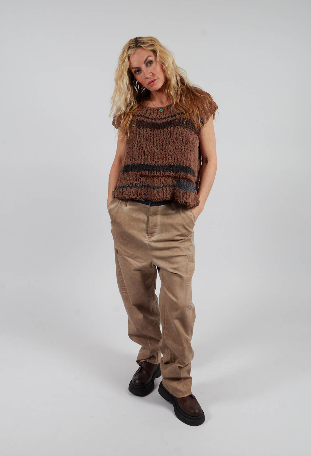 Stitch Detail Pants in Original Brown