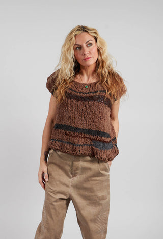 Sleeveless Soft Knit Top in Original Brown