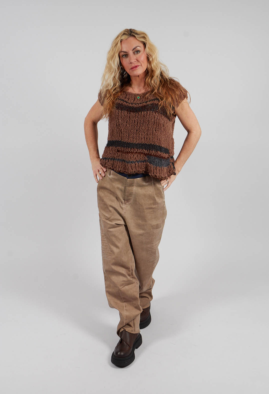 Sleeveless Soft Knit Top in Original Brown