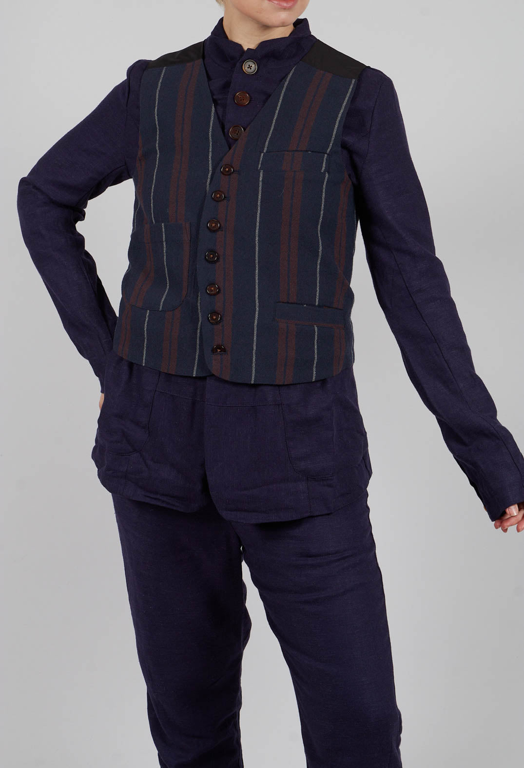 Wool Vest in Red and Blue Striped