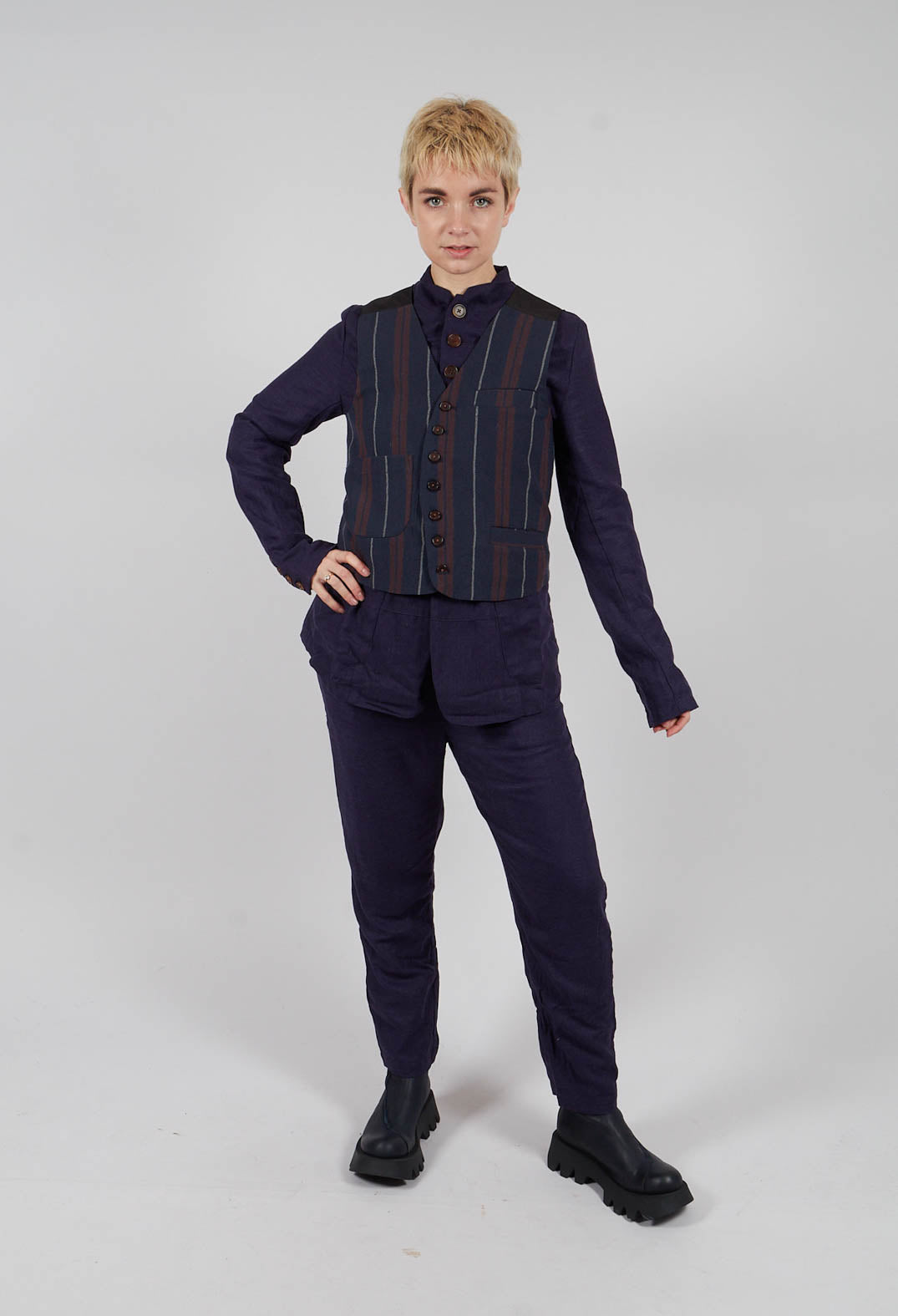 Wool Vest in Red and Blue Striped