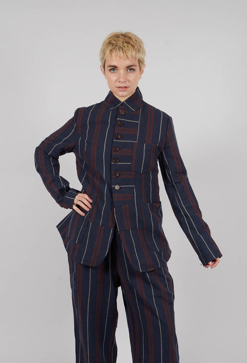 Ieme Wool Jacket in Red and Blue Striped