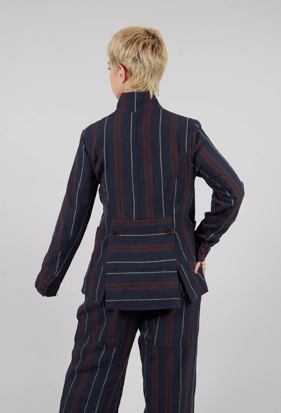 Ieme Wool Jacket in Red and Blue Striped