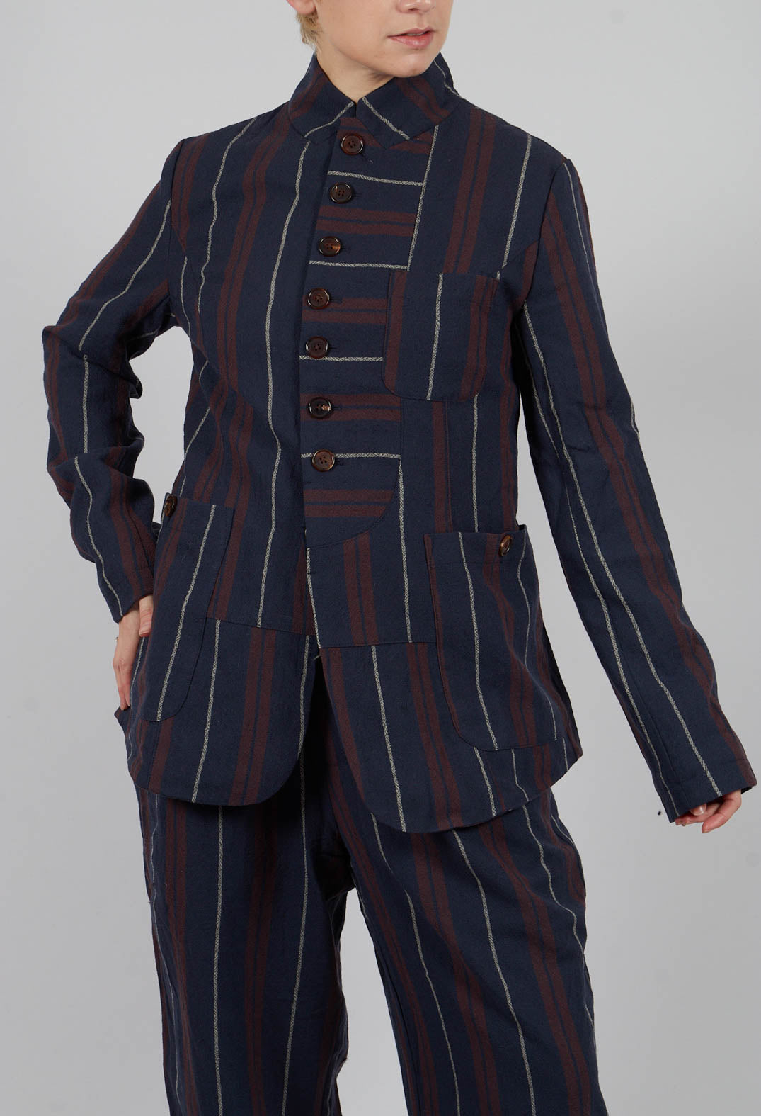 Ieme Wool Jacket in Red and Blue Striped