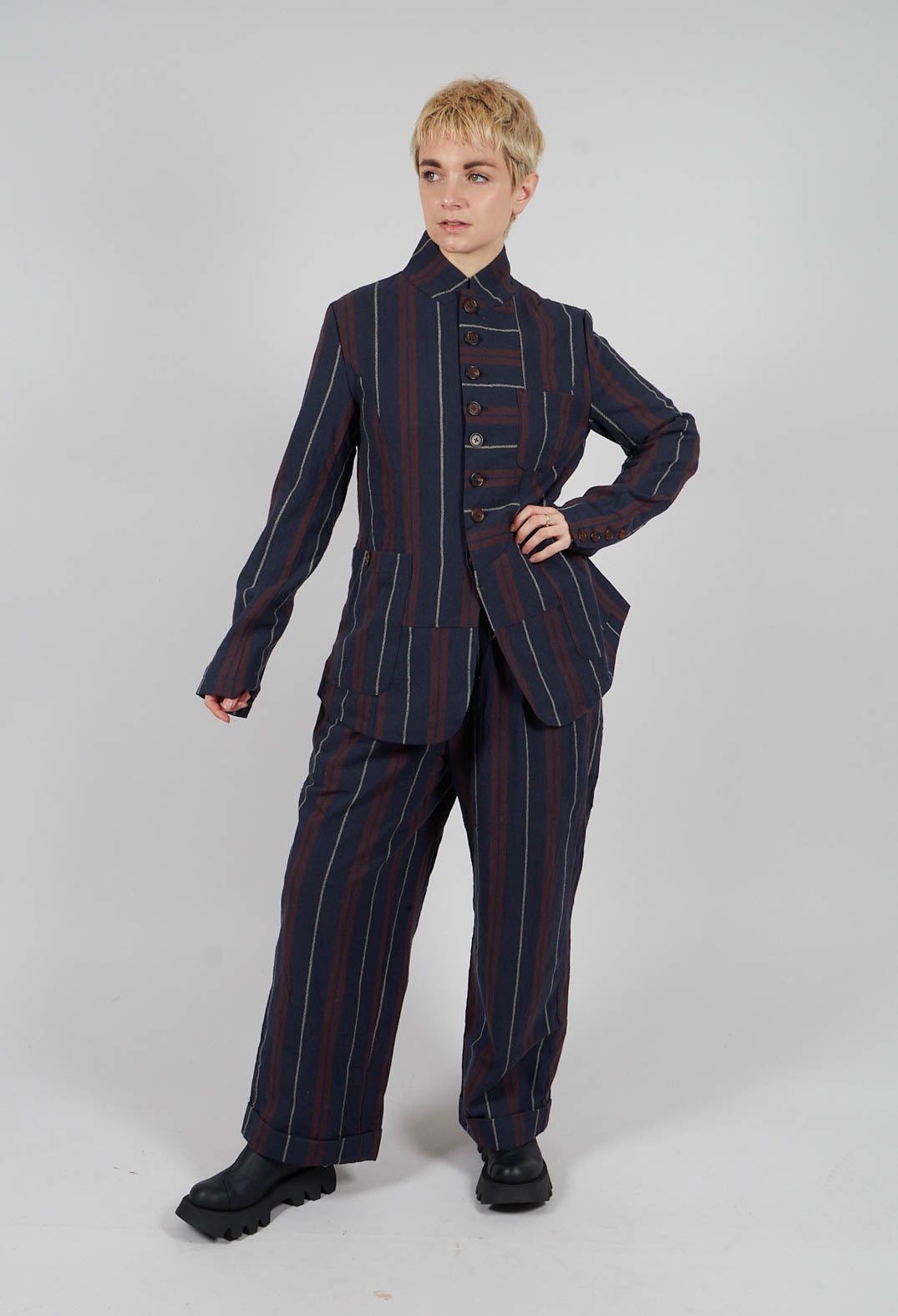 Ieme Wool Jacket in Red and Blue Striped