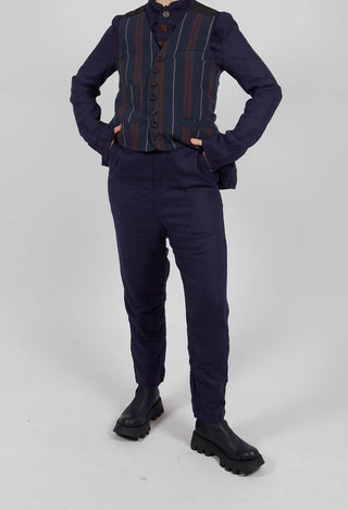 Straight Trousers in Red and Blue Striped