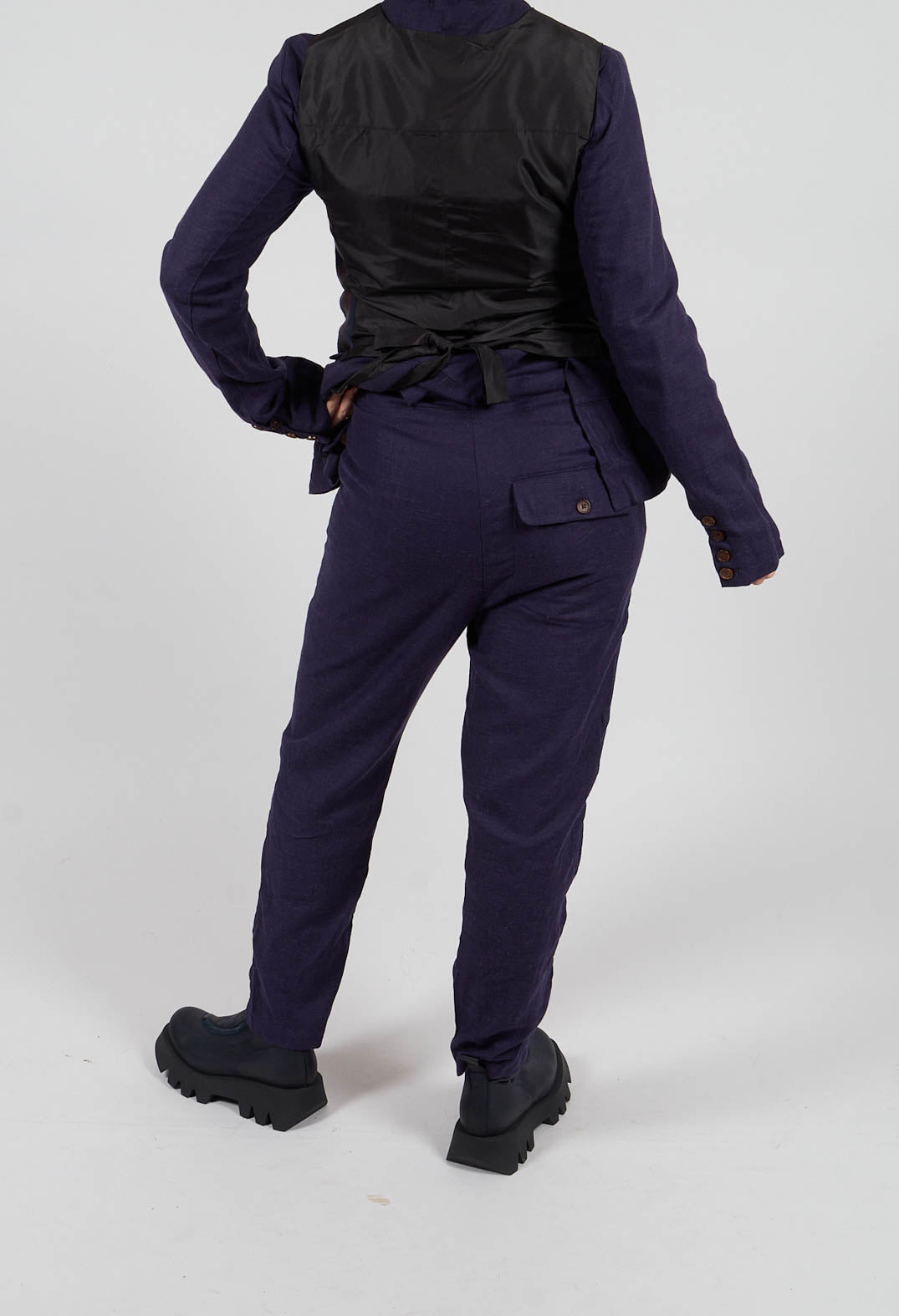 Straight Trousers in Red and Blue Striped