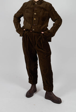 Panel Trousers in Striped Velvet