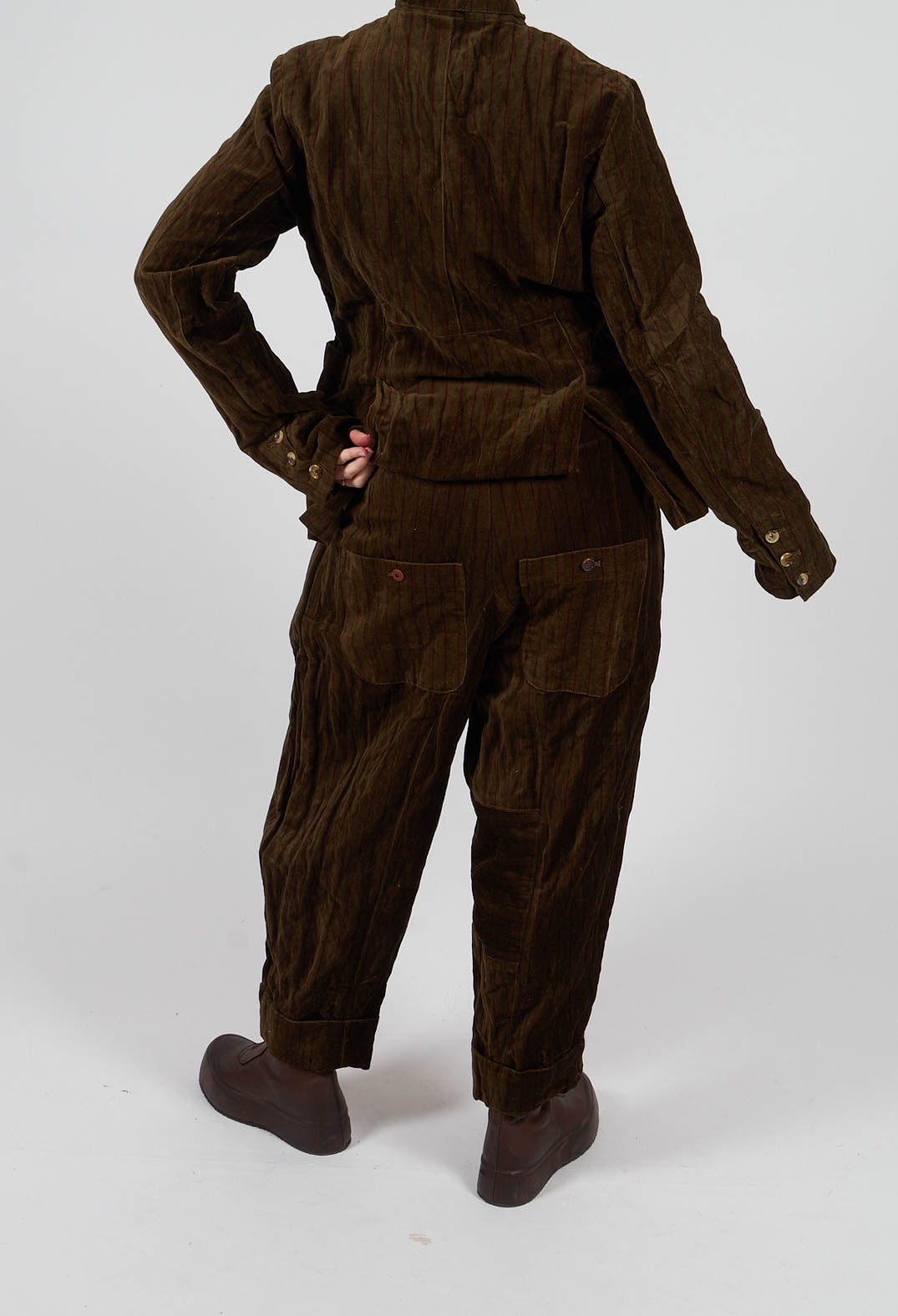 Panel Trousers in Striped Velvet