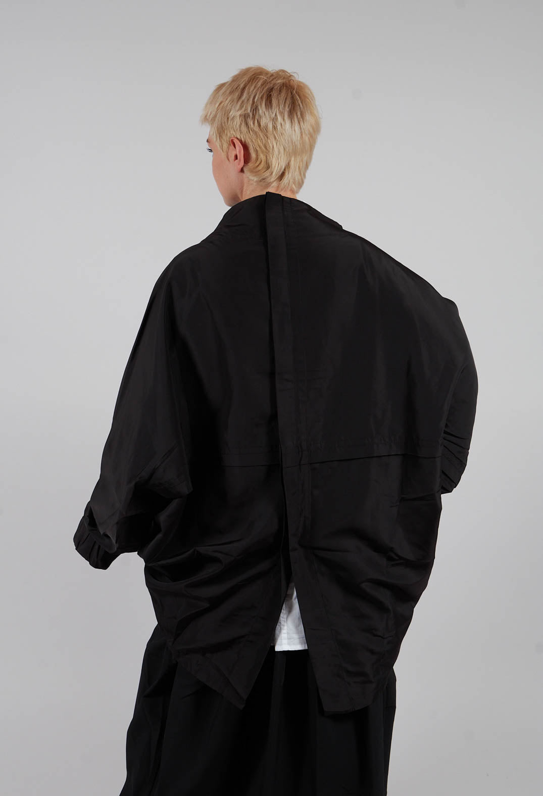 Zip Up Collarless Jacket in Black