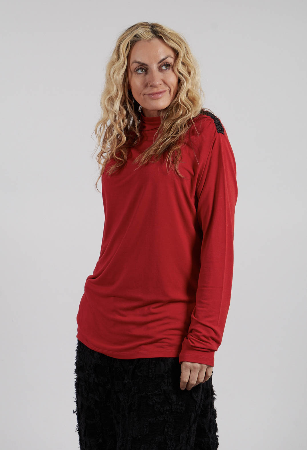 Polo Neck Jumper in Red