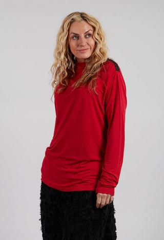Polo Neck Jumper in Red