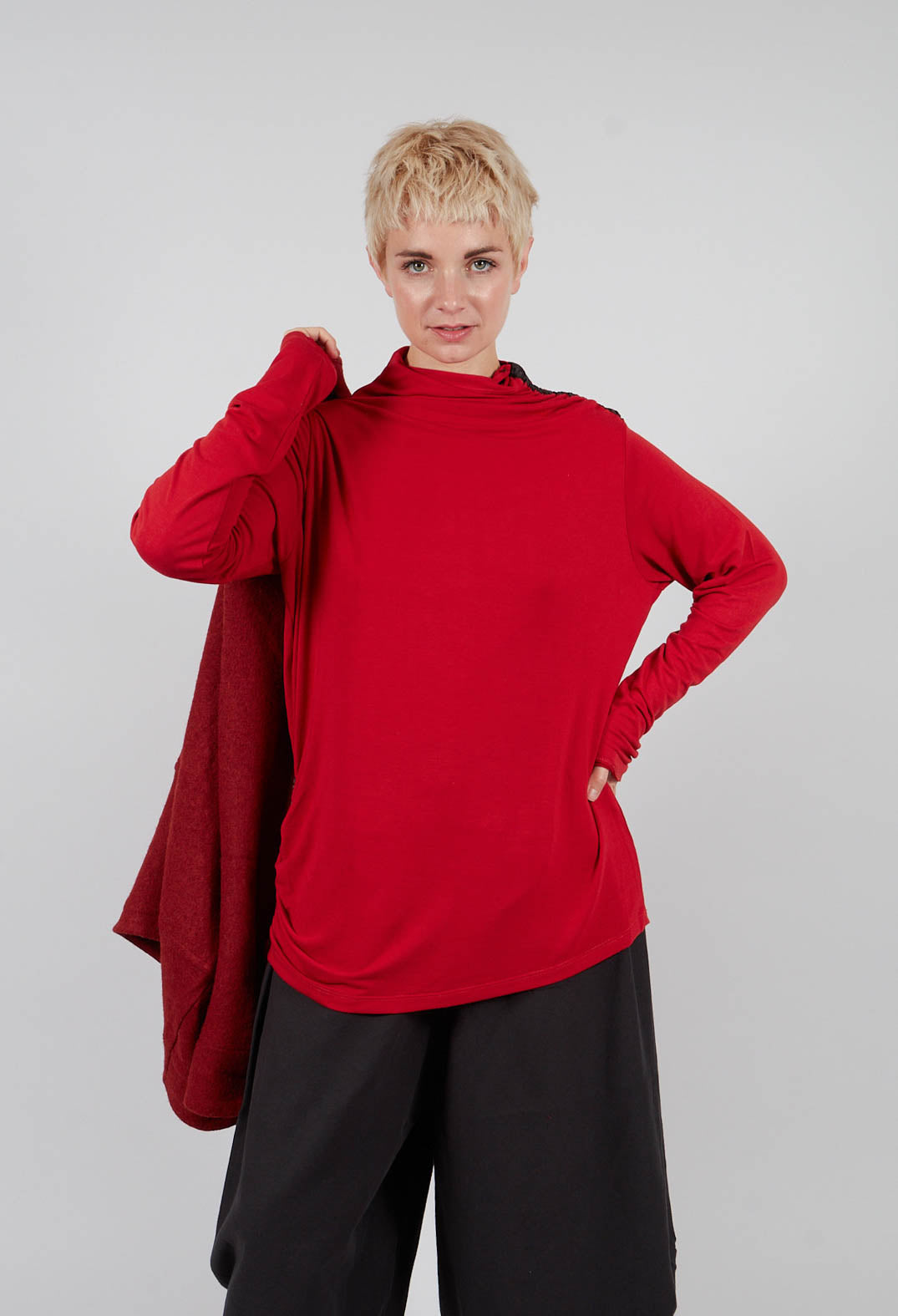 Polo Neck Jumper in Red
