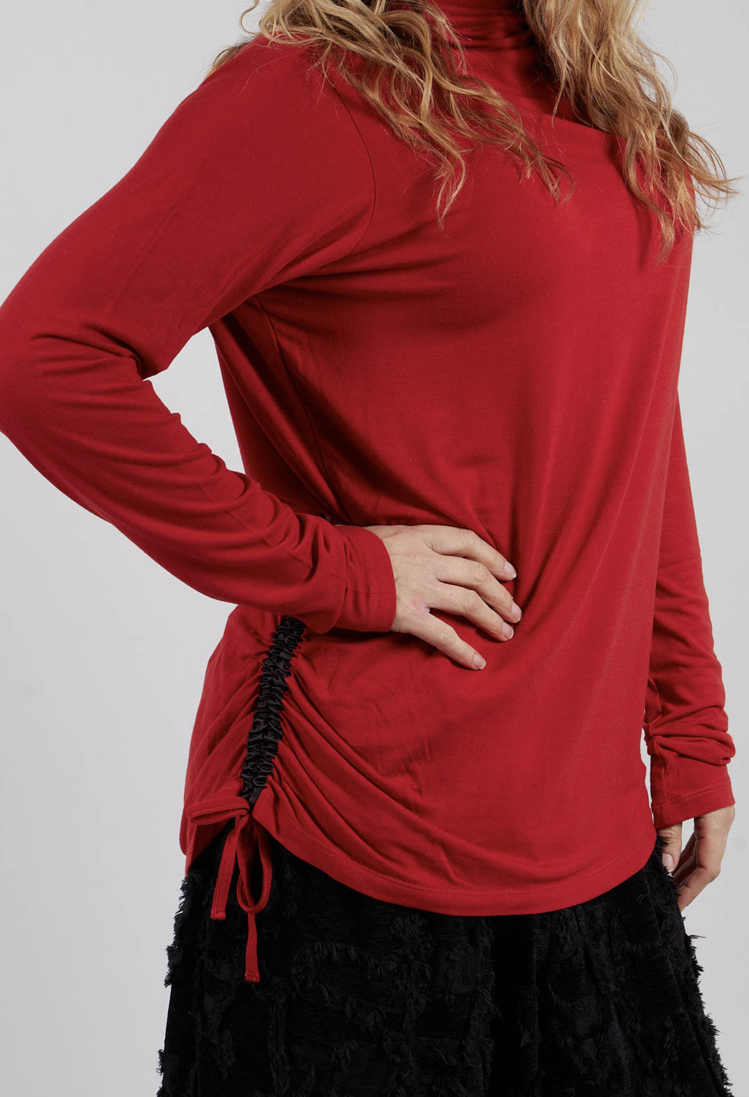 Polo Neck Jumper in Red