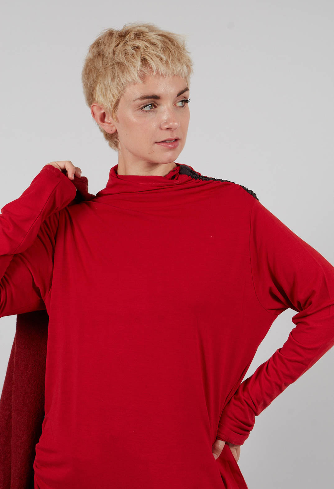 Polo Neck Jumper in Red