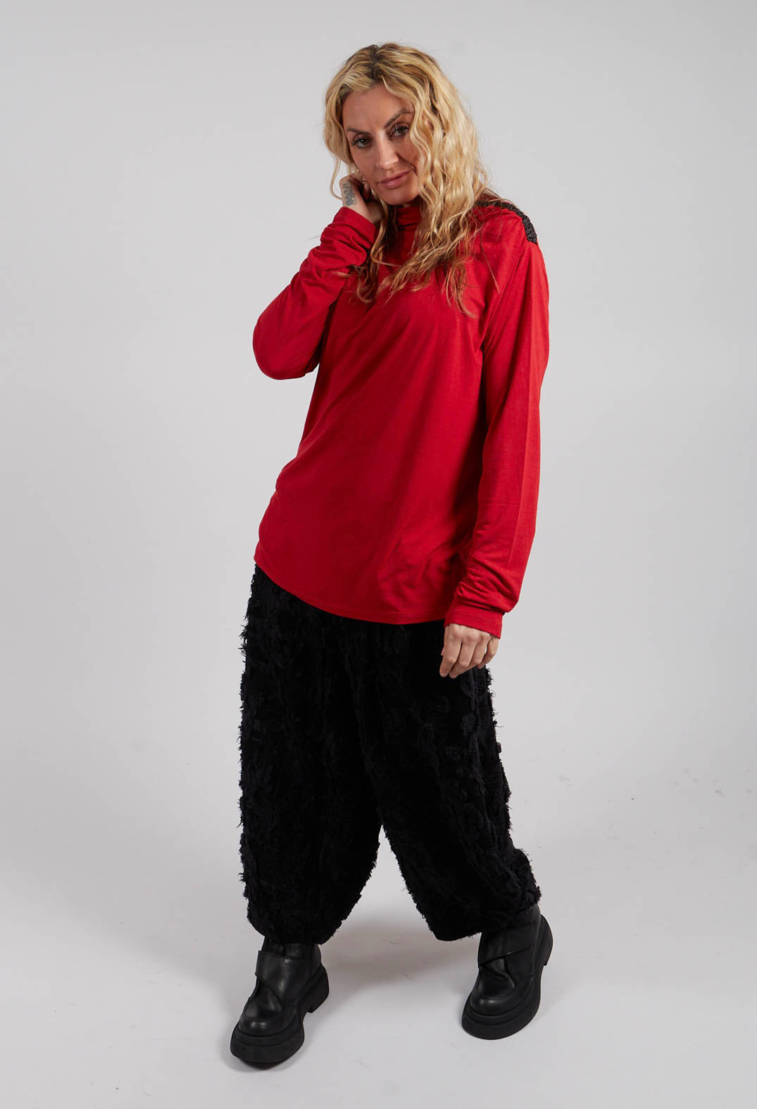 Polo Neck Jumper in Red