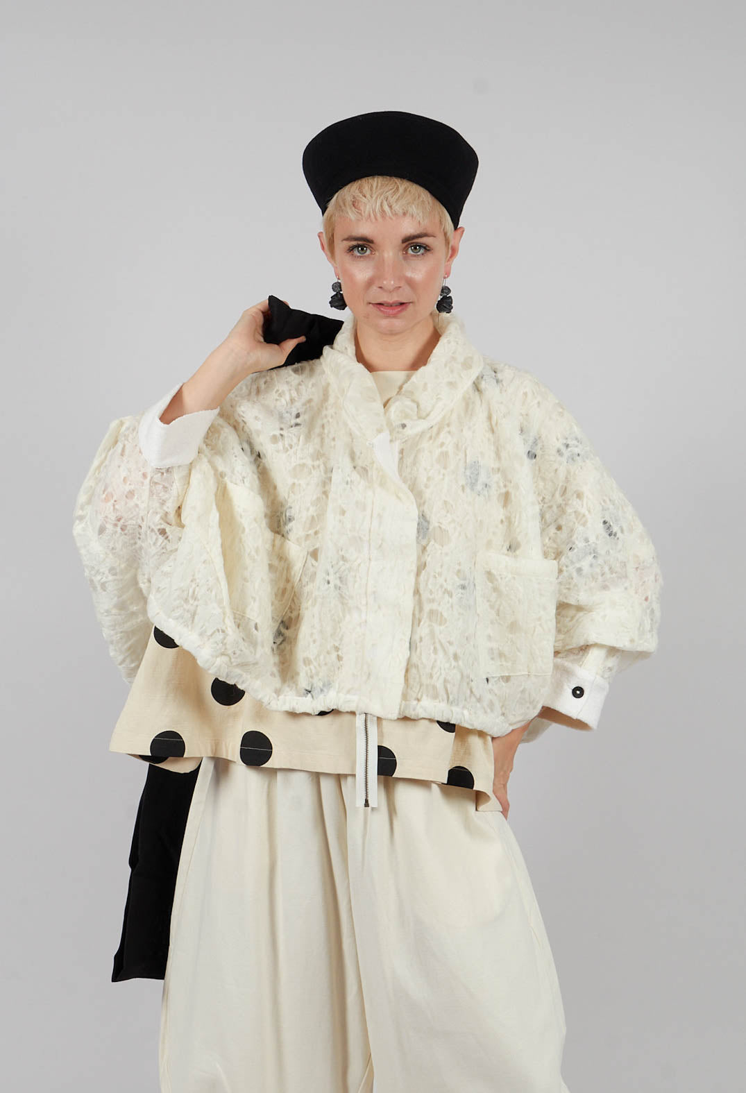 Stand Up Collar Jacket in White