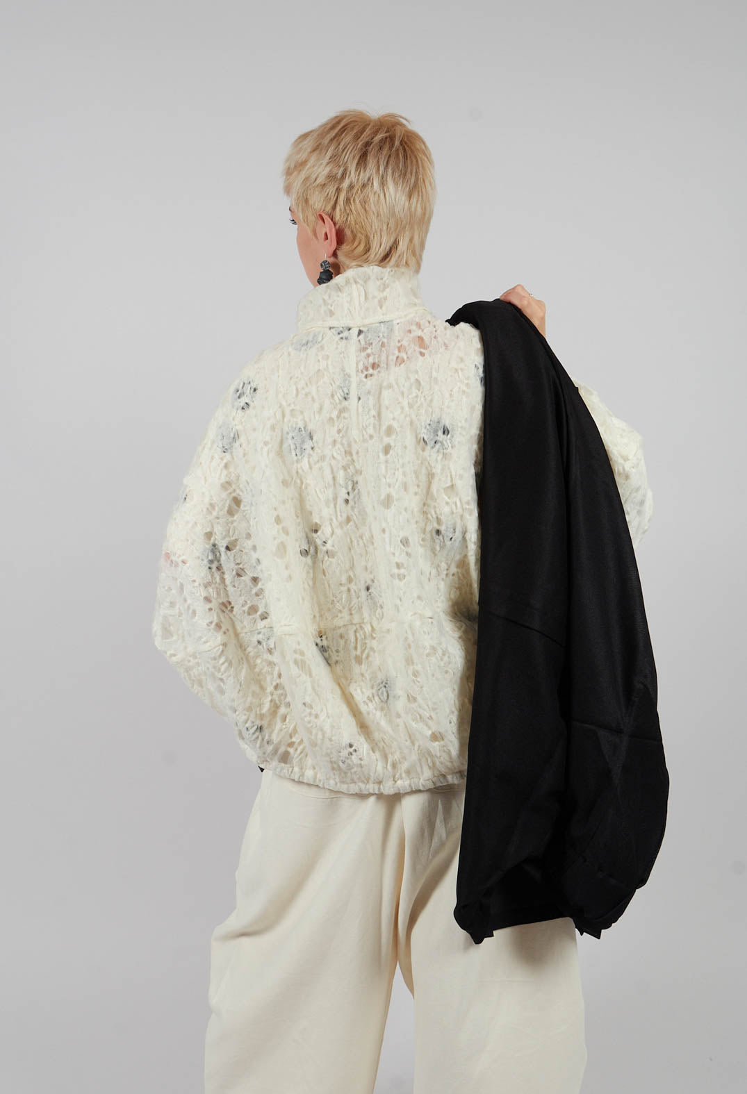 Stand Up Collar Jacket in White