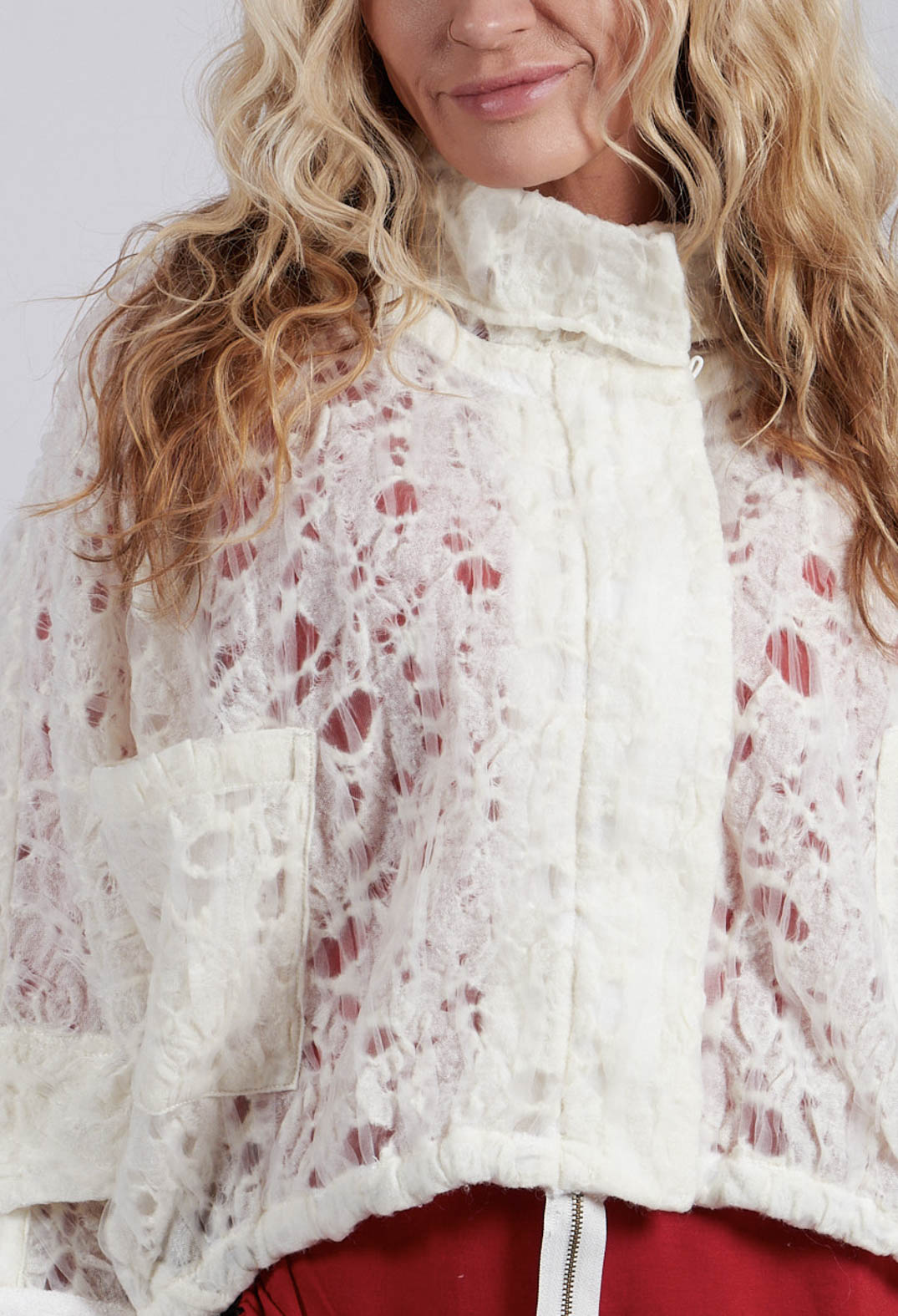 Stand Up Collar Jacket in White