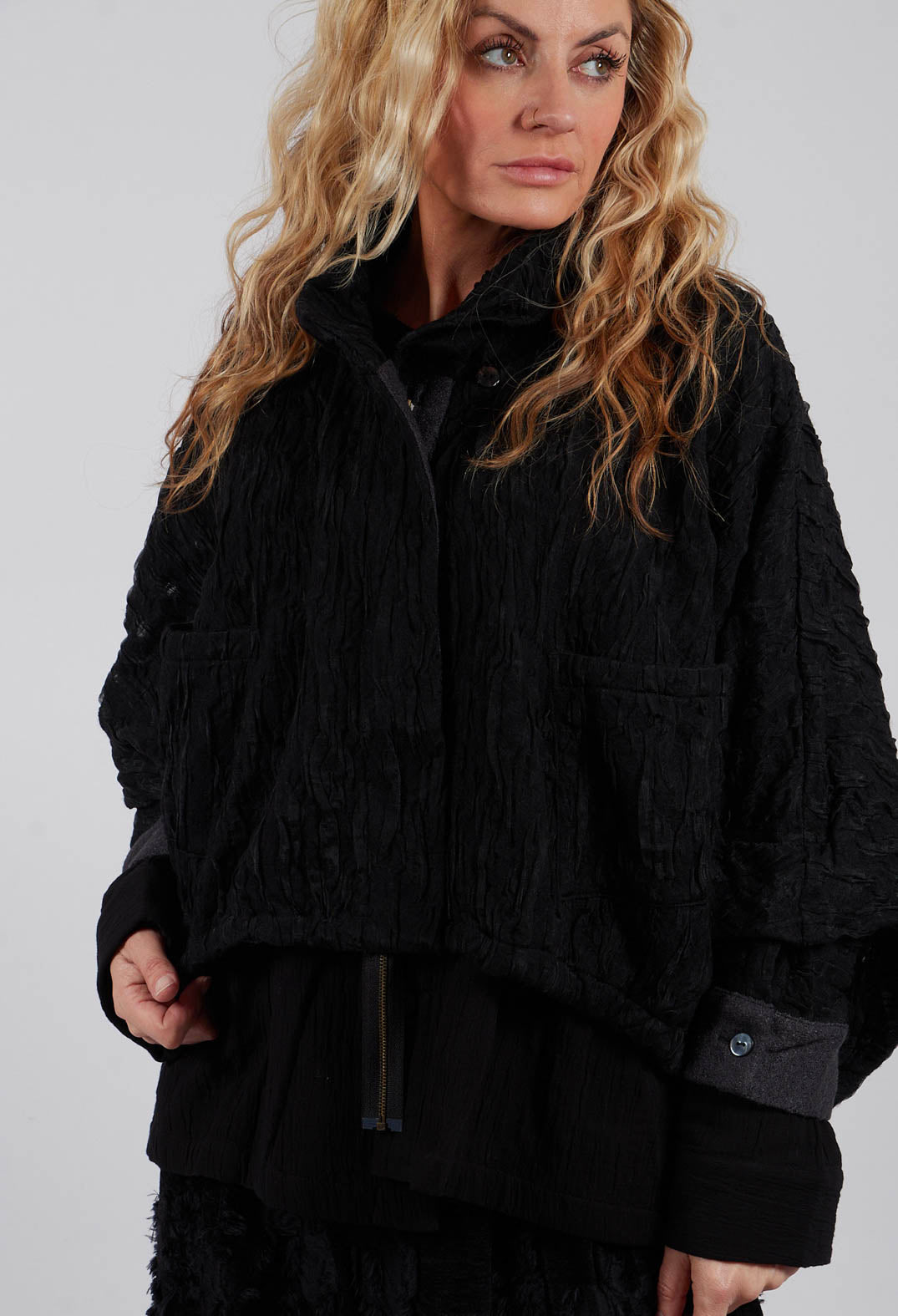 Stand Up Collar Jacket in Black