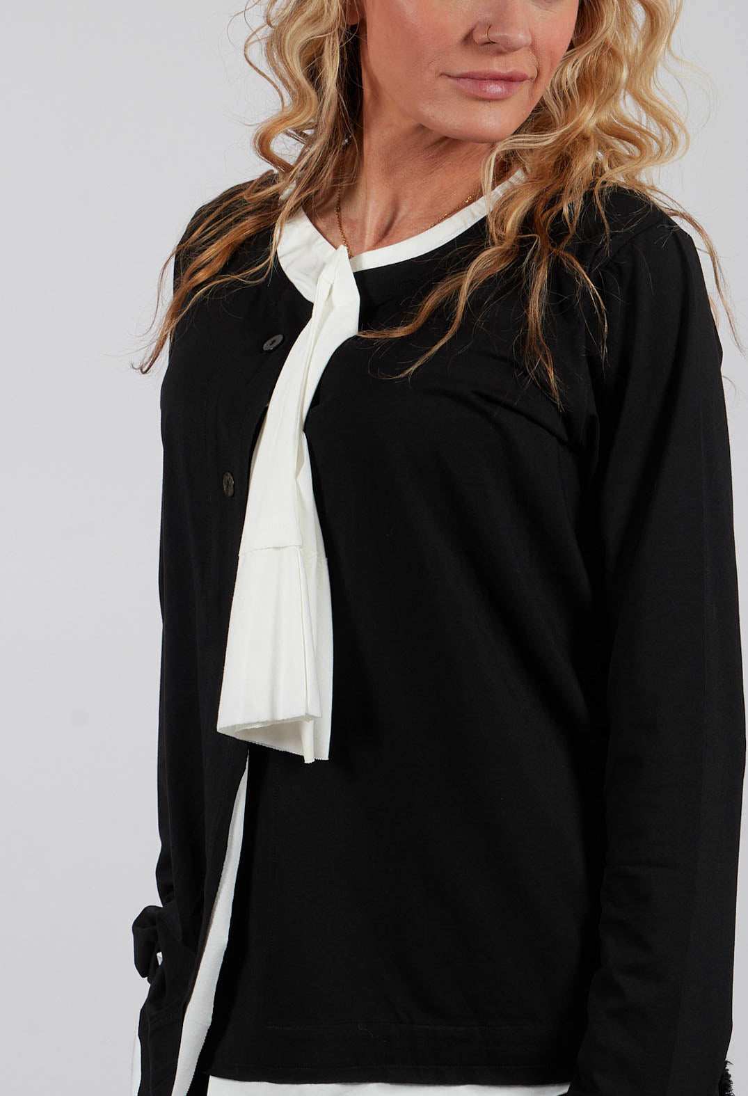 Neck Tie Cardigan in Black