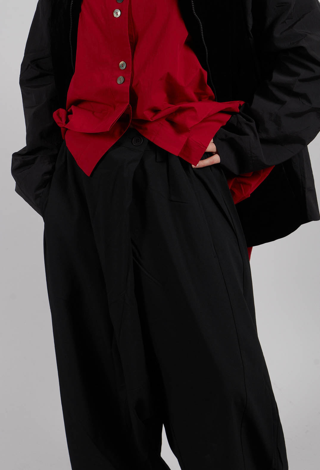 Button Waist Trouser in Black