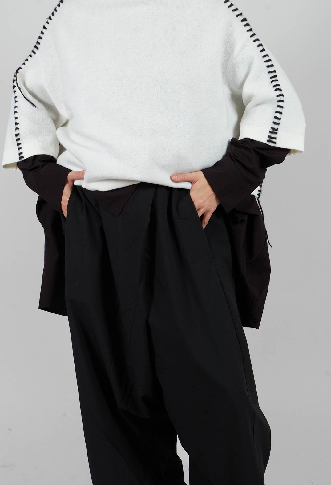 Button Waist Trouser in Black