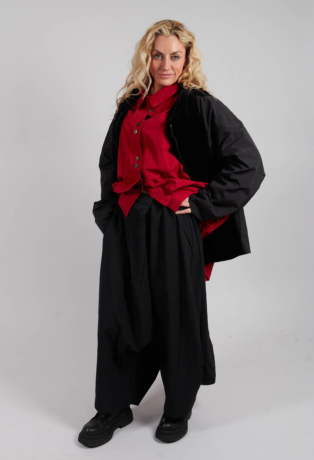 Button Waist Trouser in Black