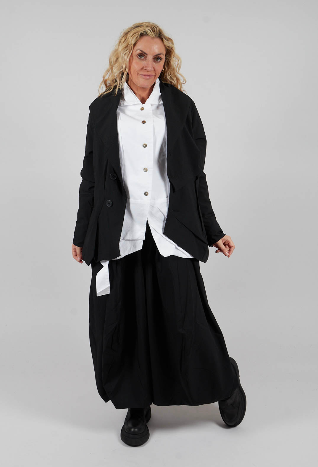Tulip Hem Jacket in Black
