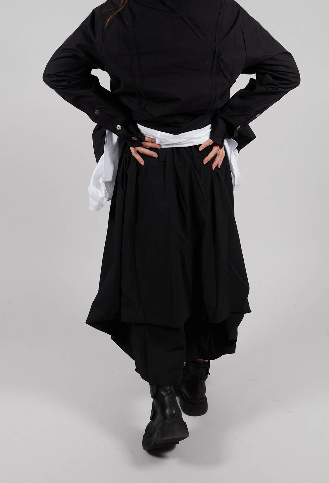 Button Waist Skirt in Black