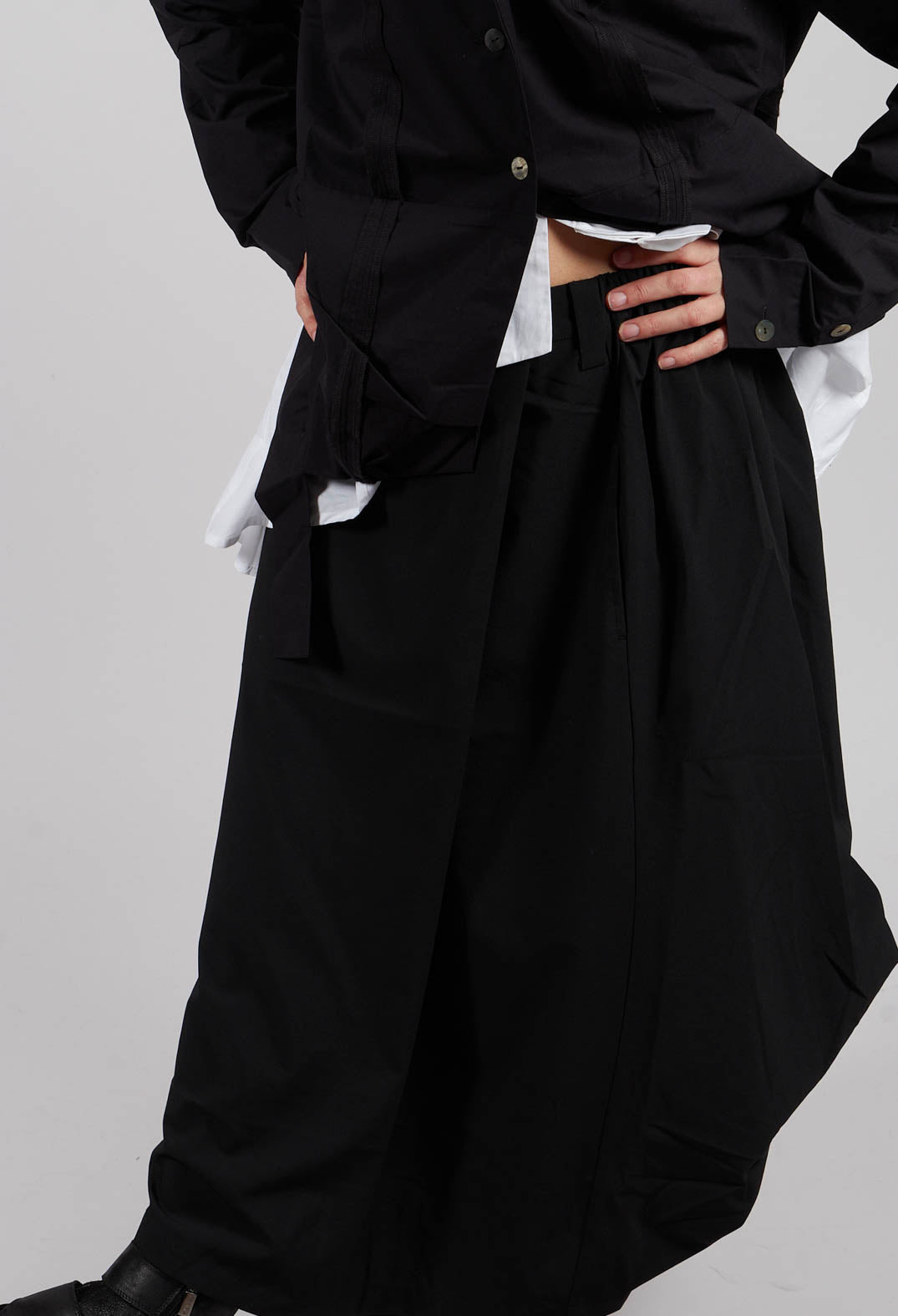 Button Waist Skirt in Black
