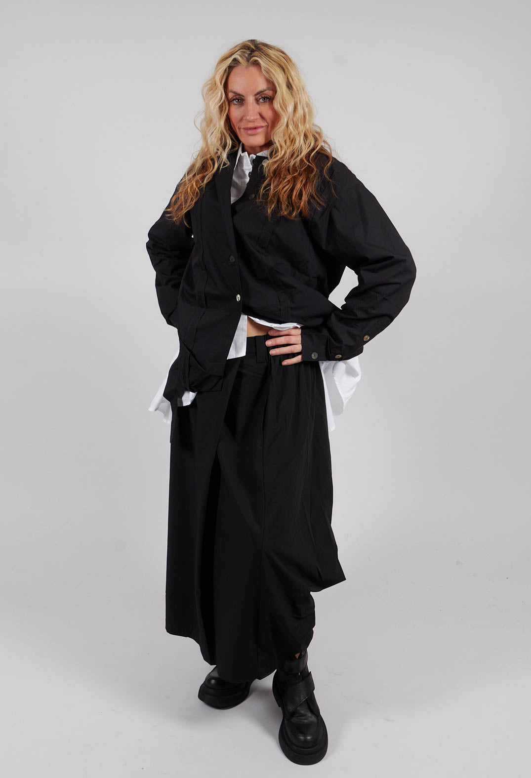 Button Waist Skirt in Black