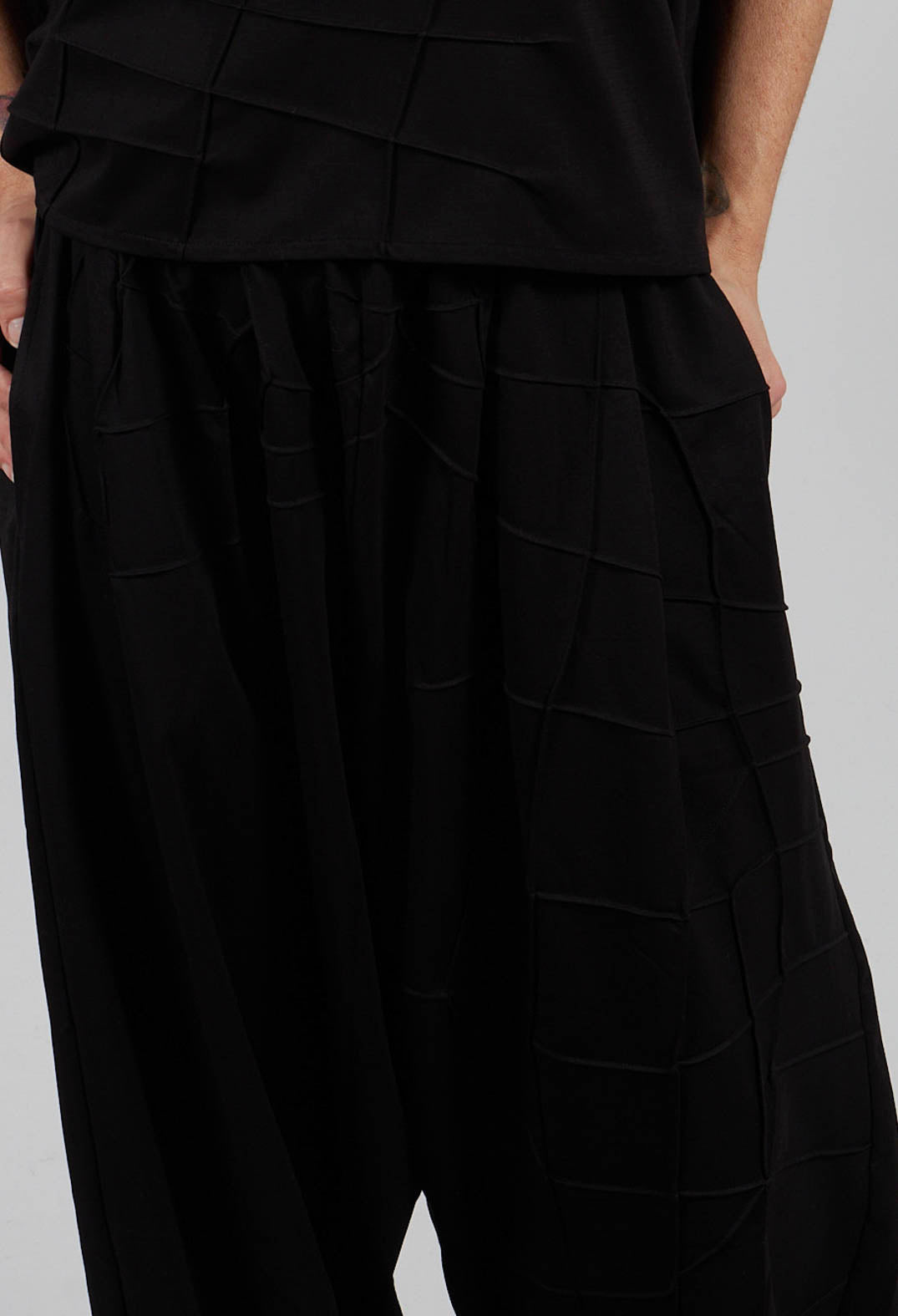 Patterned Front Trouser in Black
