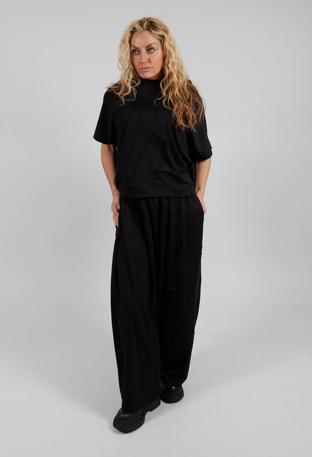Patterned Front Trouser in Black