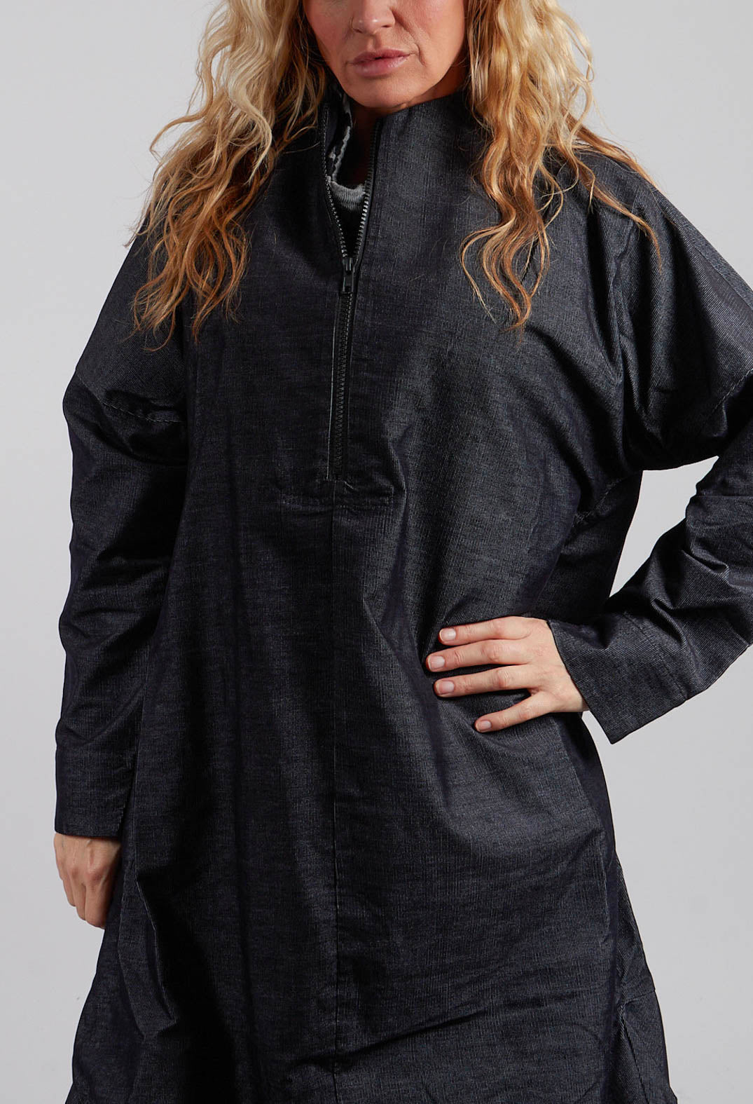 Quarter Zip Dress in Blue