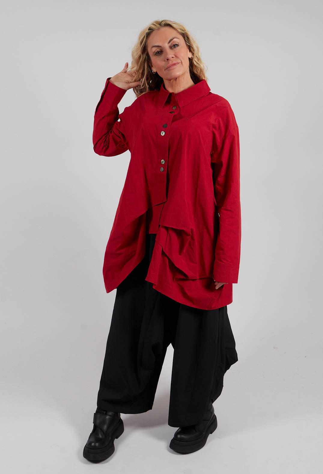 Asymmetric Shirt in Red