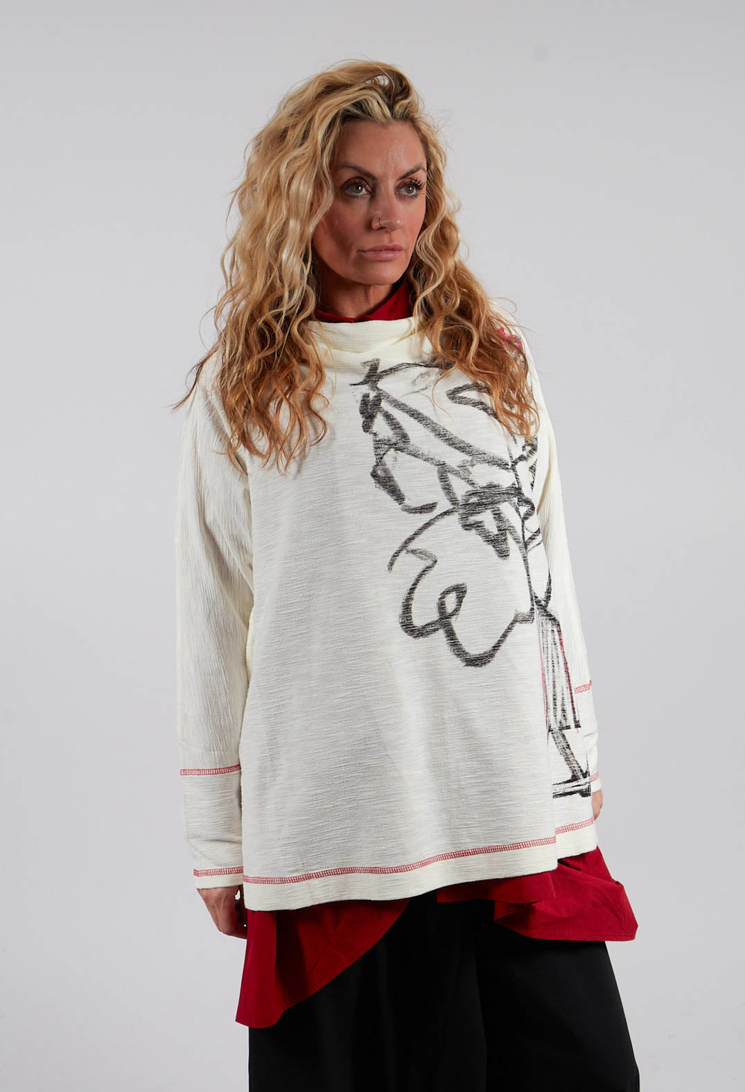 Cowl Neck Top in White