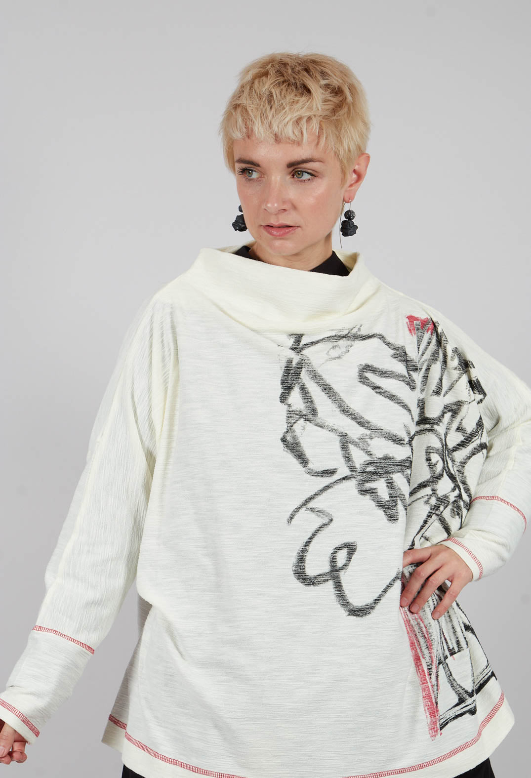 Cowl Neck Top in White