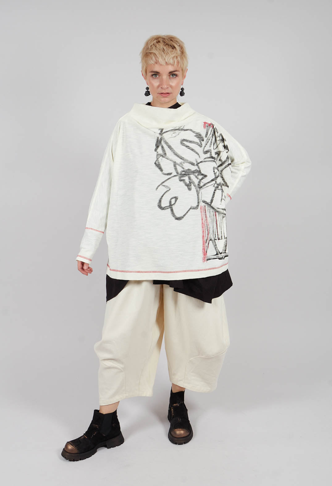 Cowl Neck Top in White