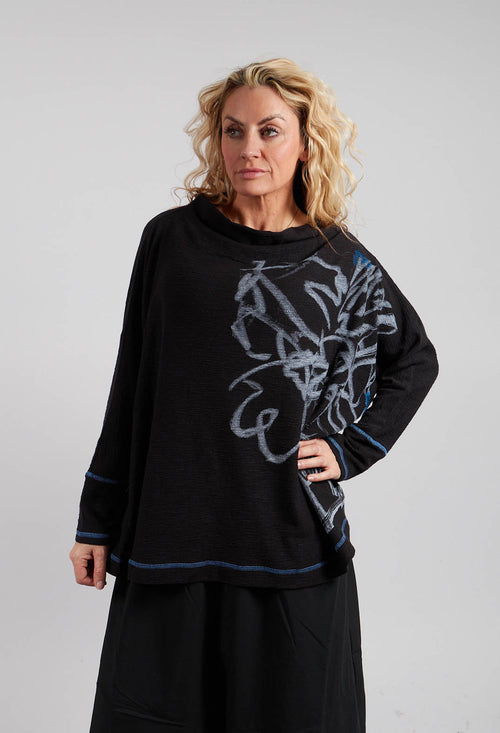 Cowl Neck Top in Navy
