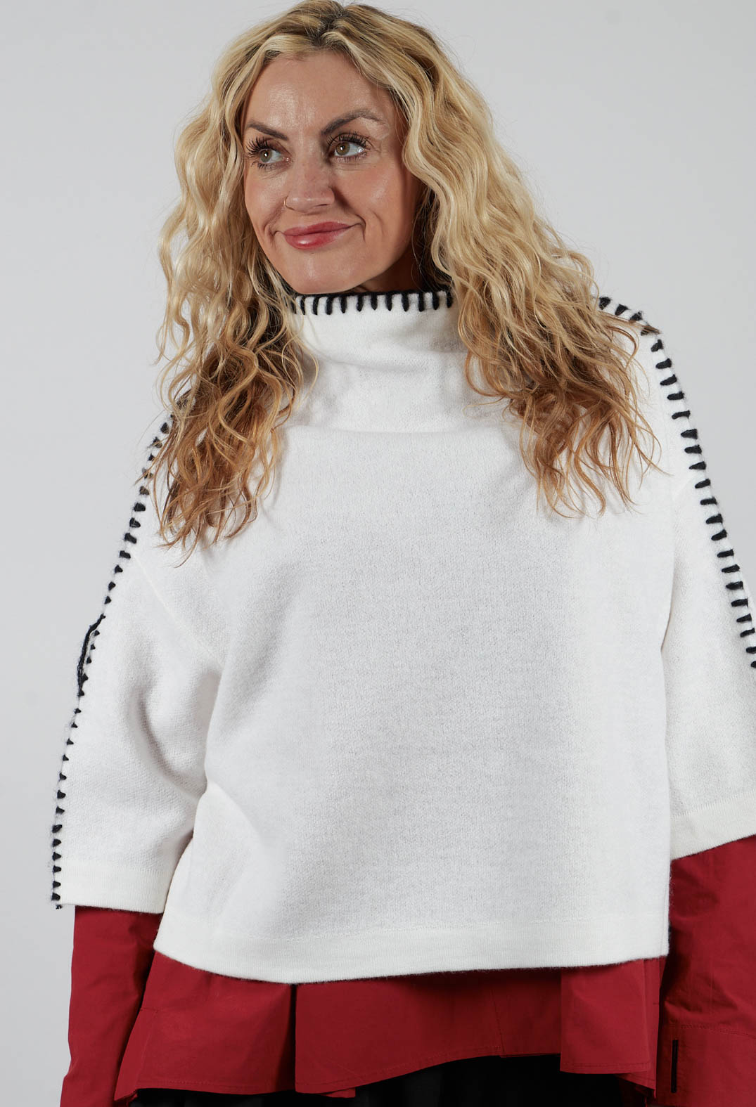 Stitch Detail Jumper in White